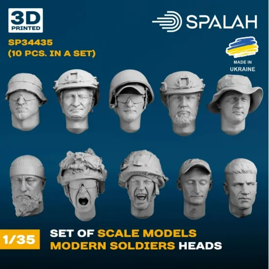 Spalah Sp34435 1/35 Set Of Scale Models Modern Soldiers Heads 10 Pcs