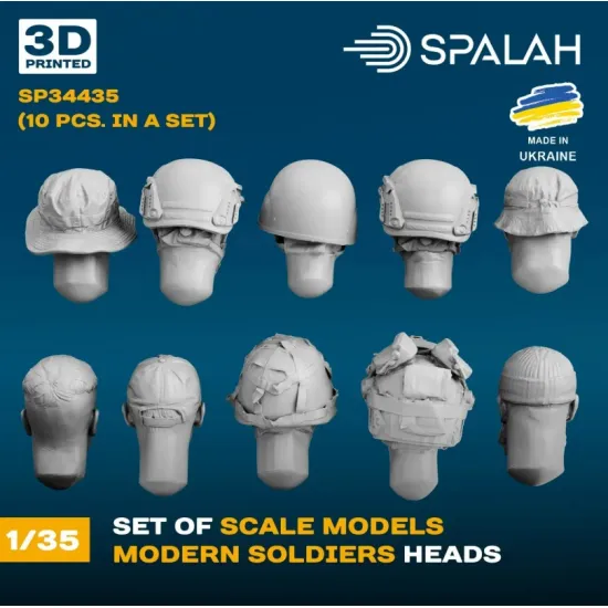 Spalah Sp34435 1/35 Set Of Scale Models Modern Soldiers Heads 10 Pcs
