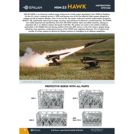 Spalah Sp31348 1/48 Scale Model American Air-defense System Mim-23 Hawk