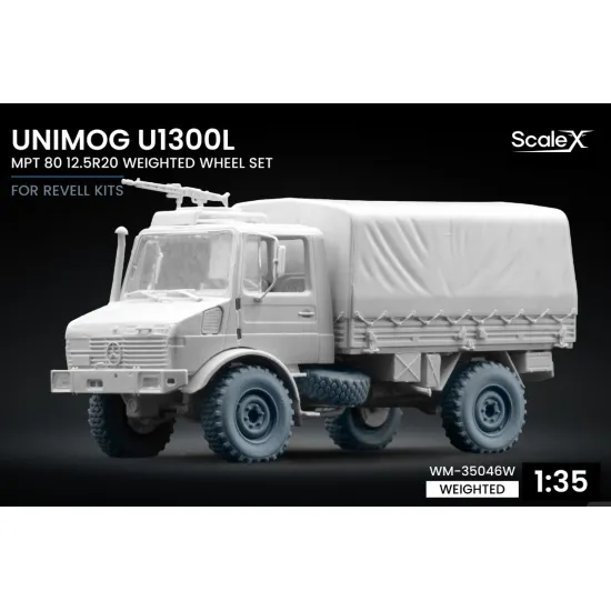 Scalex Wm-35046w 1/35 Unimog U1300l Mpt 80 Weighted Wheel Set For Revell