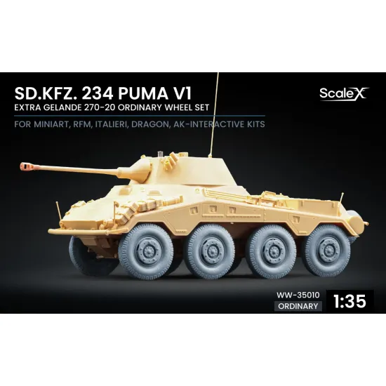 Scalex Ww-35010 1/35 Sd Kfz 234 Puma V1 Ordinary Wheel Set For Dragon Miniart Rfm Italeri Ak Interactive