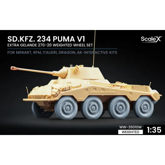 Scalex Ww-35010w 1/35 Sd Kfz 234 Puma V1 Weighted Wheel Set For Dragon Miniart Rfm Italeri Ak Interactive