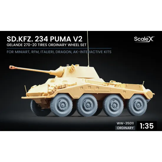 Scalex Ww-35011 1/35 Sd Kfz 234 Puma V2 Ordinary Wheel Set For Dragon Miniart Rfm Italeri Ak Interactive