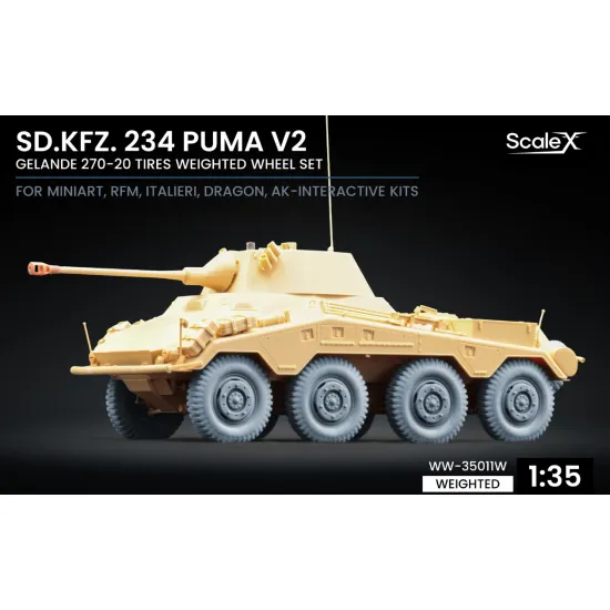 Scalex Ww-35011w 1/35 Sd Kfz 234 Puma V2 Weighted Wheel Set For Dragon Miniart Rfm Italeri Ak Interactive