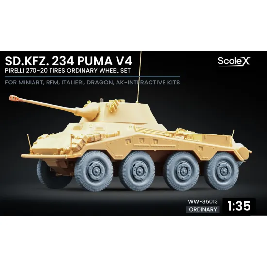 Scalex Ww-35013 1/35 Sd Kfz 234 Puma V3 Weighted Wheel Set For Dragon Miniart Rfm Italeri Ak Interactive