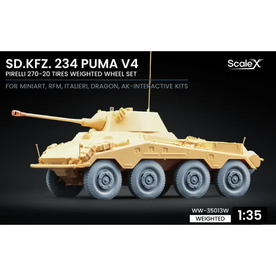 Scalex Ww-35013w 1/35 Sd Kfz 234 Puma V4 Weighted Wheel Set For Dragon Miniart Rfm Italeri Ak Interactive