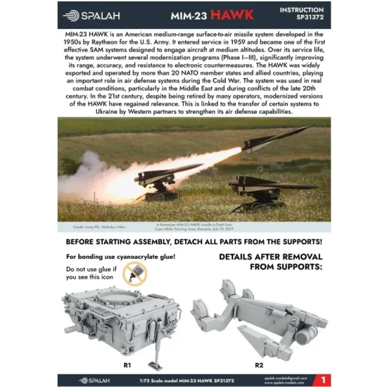 Spalah Sp31372 1/72 Scale Model American Air-defense System Mim-23 Hawk