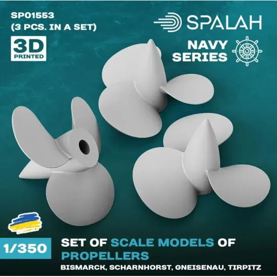 Spalah Sp01553 1/350 Propellers For Bismarck Scharnhorst Gneisenau Tirpitz 3pcs