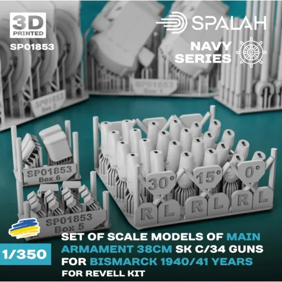 Spalah Sp01853 1/350 Main Armament 38 Cm Sk C/34 For Bismarck For Revell Kit