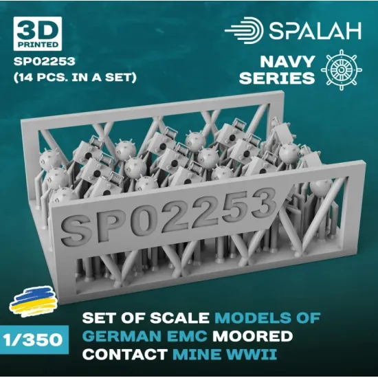 Spalah Sp02253 1/350 German Emc Moored Contact Mine Wwii 14 Pcs