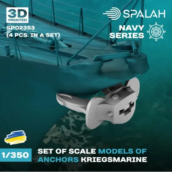 Spalah Sp02353 1/350 Set Of Scale Models Anchors Kriegsmarine 4 Pcs