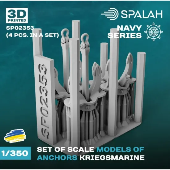 Spalah Sp02353 1/350 Set Of Scale Models Anchors Kriegsmarine 4 Pcs