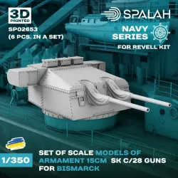 Spalah Sp02653 1/350 Armament 15 Cm Sk C/28 Guns For Biscmarck For Revell 6 Pcs