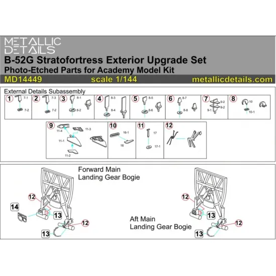 Metallic Details Md14449 1/144 B-52g Stratofortress Exterior Academy