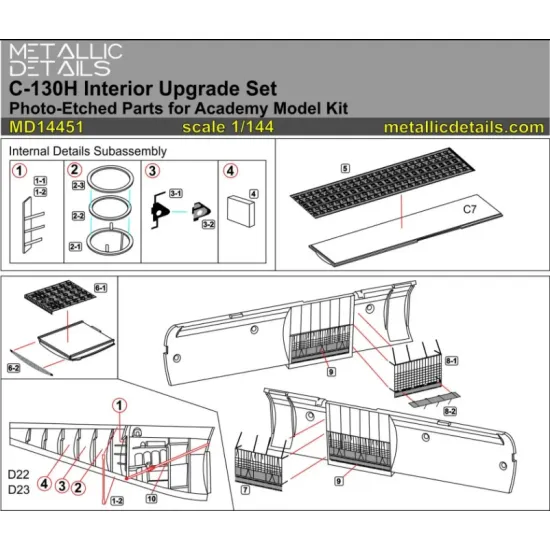 Metallic Details Md14451 1/144 C-130h Hercules. Interior Academy