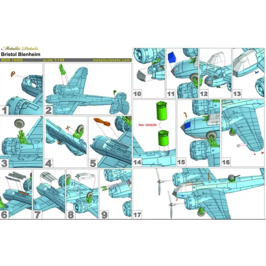 Metallic Details Mdr14460 1/144 Bristol Blenheim Aircraft 3d Printed Model Kit