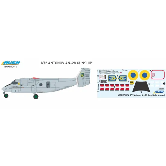 Rush Model Kits Rmkd72014 1/72 Decal For Aircraft Antonov An-28 Gunship