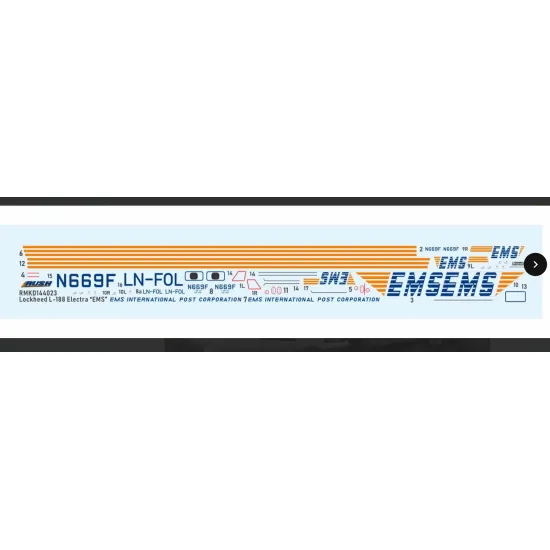 Rush Model Kits Rmkd144023 1/144 Decal For Aircraft Lockheed L-188 Electra Ems Express Mail Service