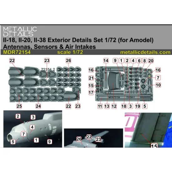 Metallic Details Mdr72154 1/72 Il-18 20 38 Antennas Sensors And Air Intakes Amodel