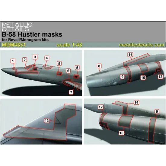 Metallic Details Mdm4831 1/48 B-58 Hustler Painting Masks Revell Monogram