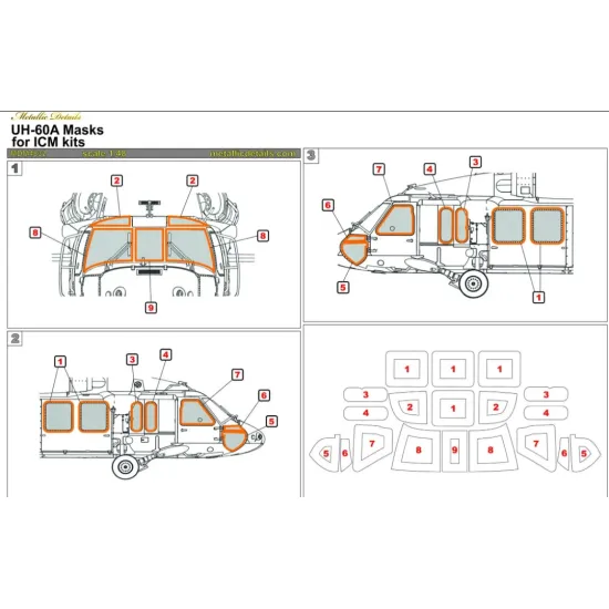 Metallic Details Mdm4832 1/48 Uh-60a Black Hawk Painting Masks Icm