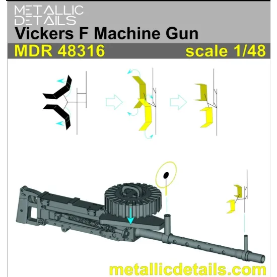 Metallic Details Mdr48316 1/48 Vickers F Aircraft Machine Gun 4 Pcs