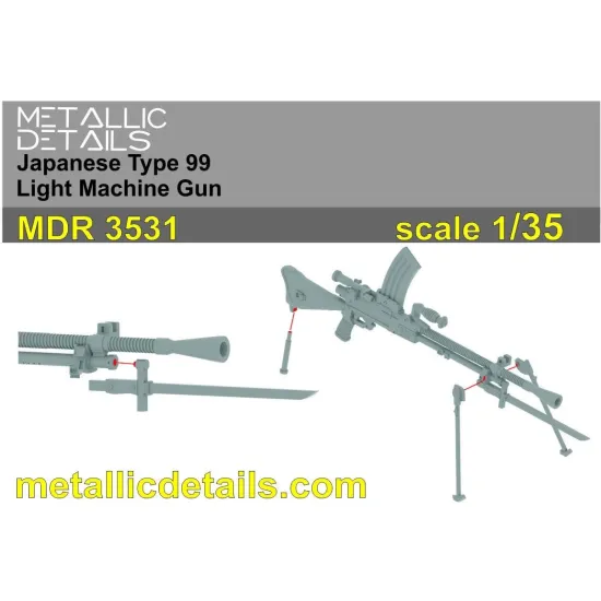 Metallic Details Mdr3531 1/35 Type 99 Light Machine Gun 4 Pcs