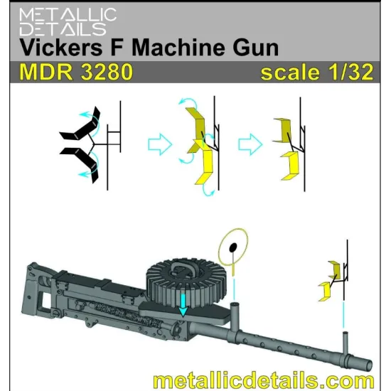 Metallic Details Mdr3280 1/32 Vickers F Aircraft Machine Gun 4 Pcs