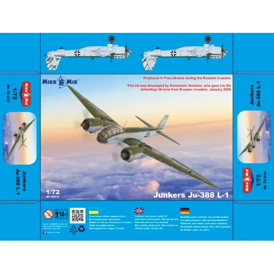 Mikro Mir 72-034 1/72 Junkers Ju-388l-1 Plastic Model Kit