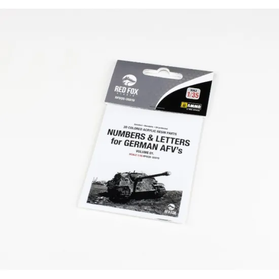 Red Fox Qs35019 1/35 Numbers Letters For German Afvs Vol 01 3d Colored Acrylic Resin Parts