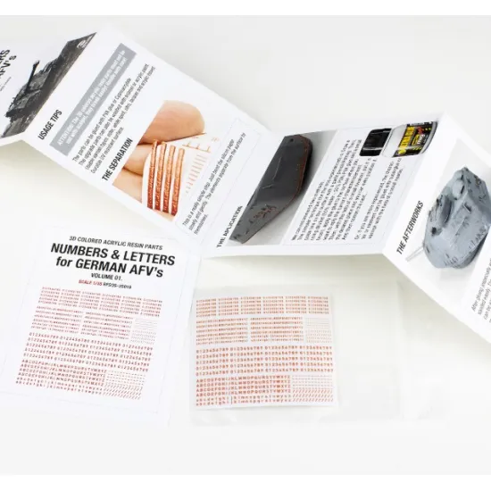 Red Fox Qs35019 1/35 Numbers Letters For German Afvs Vol 01 3d Colored Acrylic Resin Parts