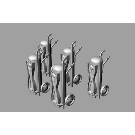 Brengun Brl144202 1/144 Raf Large Extingusher 5pcs Resin Kit Of U K Modern Extingusher