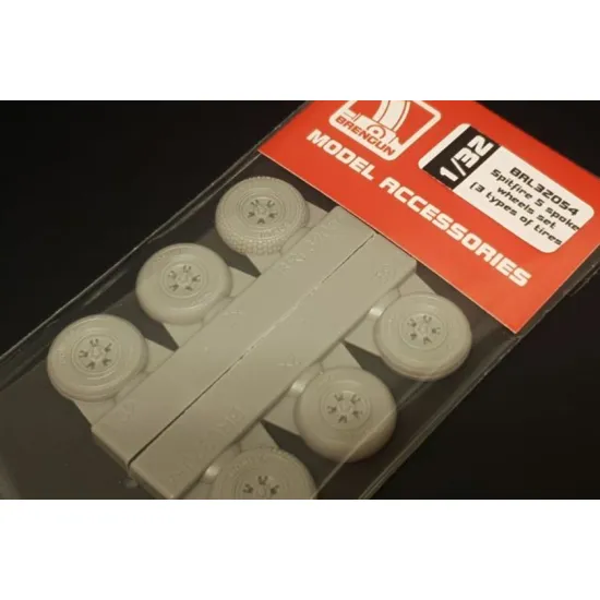 Brengun Brl32054 1/32 Spitfire 5 Spoke Wheels Set 3 Types Of Tires Resin Wheels 3 Pairs