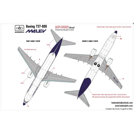 Hadmodels Dw-144003 1/144 Boeing 737 800 Malev Dry-water Decal