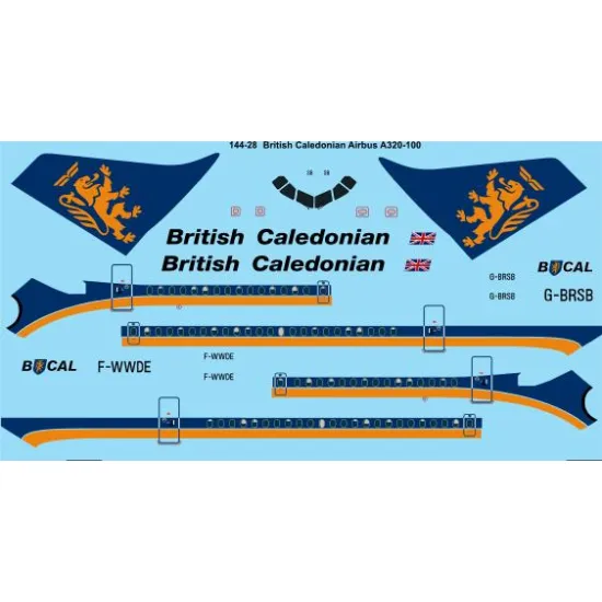 26decals 144-28 1/144 British Caledonian Airbus A320 Laser Decal