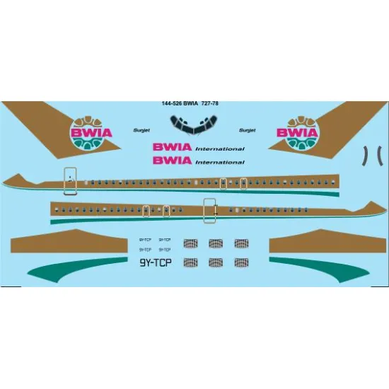 26decals 144-526 1/144 Bwia Boeing 727-100 Laser Decal