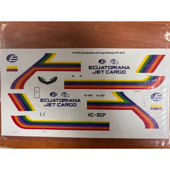 26decals 144-932 1/144 Ecuatoriana Jet Cargo Boeing 707-321c Laser Decal