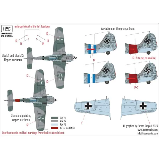 Hadmodels Dw-ap35004 1/35 Fw 190 A-8 A-8/R-2 Dry-water Decal