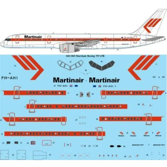 26decals 144-1365 1/144 Martinair Boeing 757-200 Laser Decal
