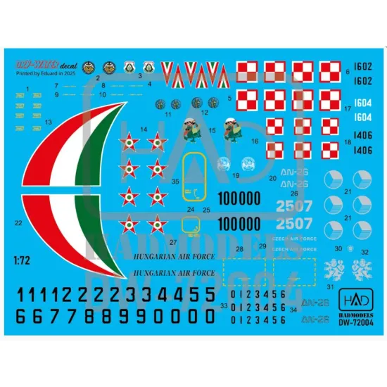 Hadmodels Dw-72004 1/72 An-26 Dry-water Decal Sheet