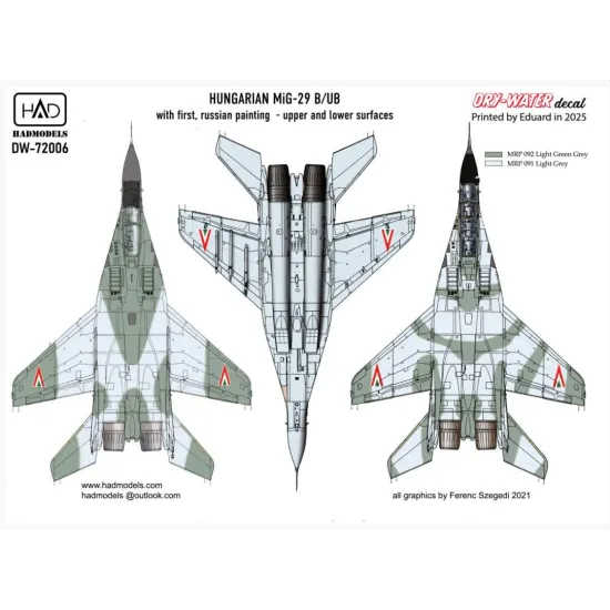 Hadmodels Dw-72006 1/72 Mig-29 B / Ub Hunaf Old Painting Dry-water Decal Sheet