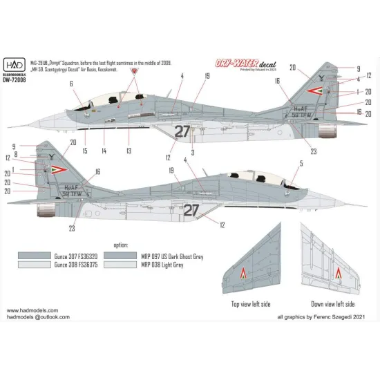 Hadmodels Dw-72008 1/72 Mig-29 Nato Dry-water Decal Sheet