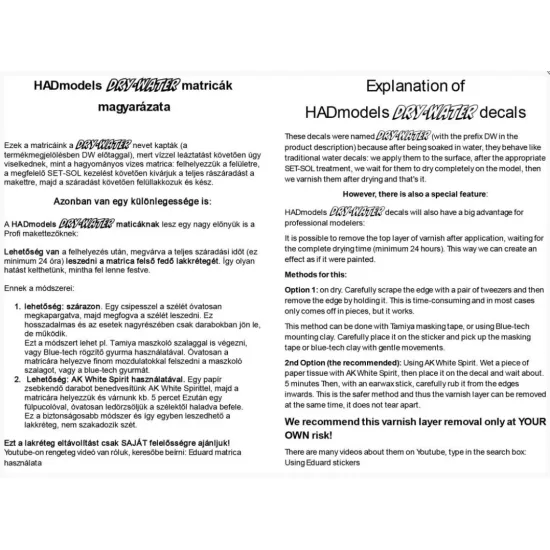 Hadmodels Dw-72015 1/72 Messerschmitt Bf 109 E-1 E-2 E-3 Dry-water Decal Sheet