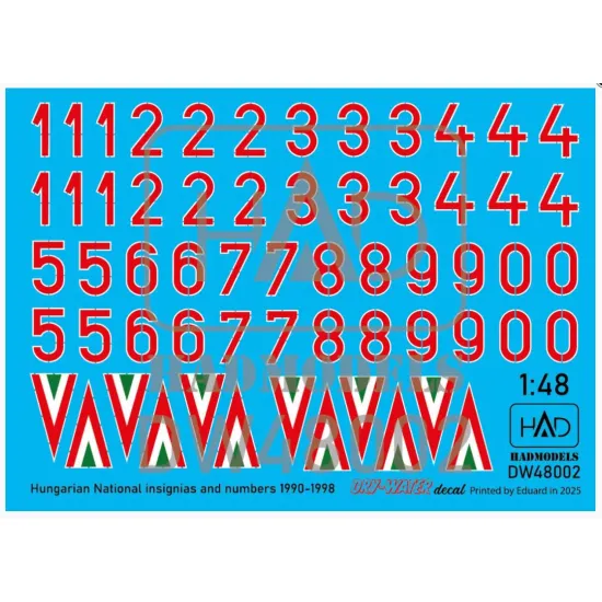 Hadmodels Dw-48002 1/48 Hungarian National Insignias And Numbers 1990-1998 Dry-water Decal Sheet