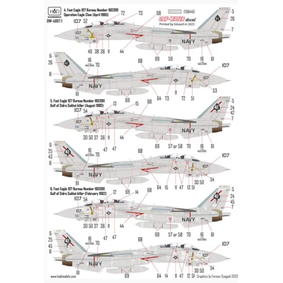 Hadmodels Dw-48011 1/48 F-14a Vf-41 Black Aces Decal Sheet The Final Countdown Dry-water Decal Sheet
