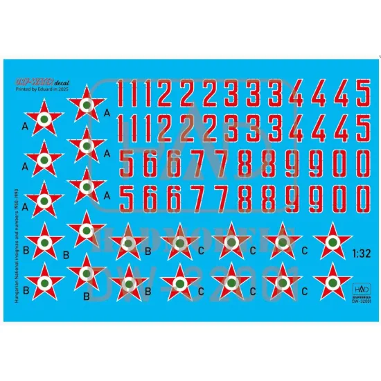 Hadmodels Dw-32001 1/32 Hungarian National Insignias And Numbers 1950-1990 Dry-water Decal Sheet