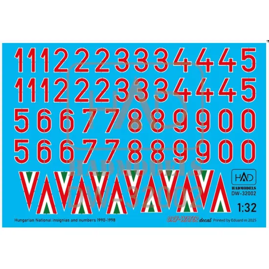 Hadmodels Dw-32002 1/32 Hungarian National Insignias And Numbers 1990-1998 Dry-water Decal Sheet