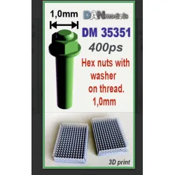 Dan Models 35351 1/35 Set Of 1mm Hex Nuts With Threaded Washers 400 Pcs 3d Printed