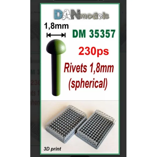 Dan Models 35357 1/35 Spherical Rivets 1/8 Mm Set Of 230 Pieces 3d Printed