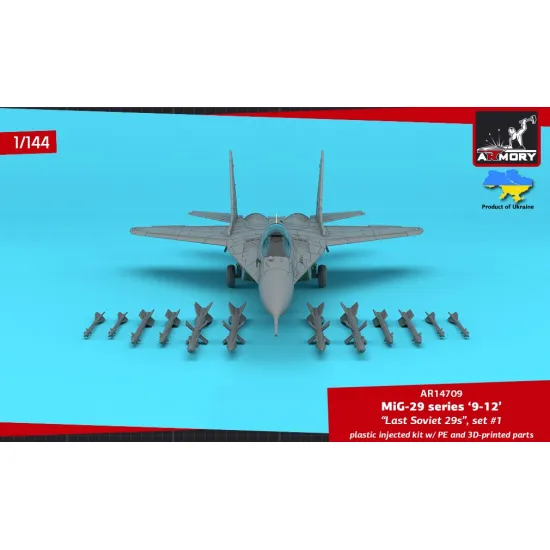 Armory 14709 1/144 Mig-29 Series 9-12 Last Soviet Fulcrums Set 1 Plastic Injected Kit W/ 3d-printed Pe Parts